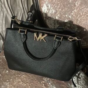 Michael Kors Black Satchel with Gold Hardware